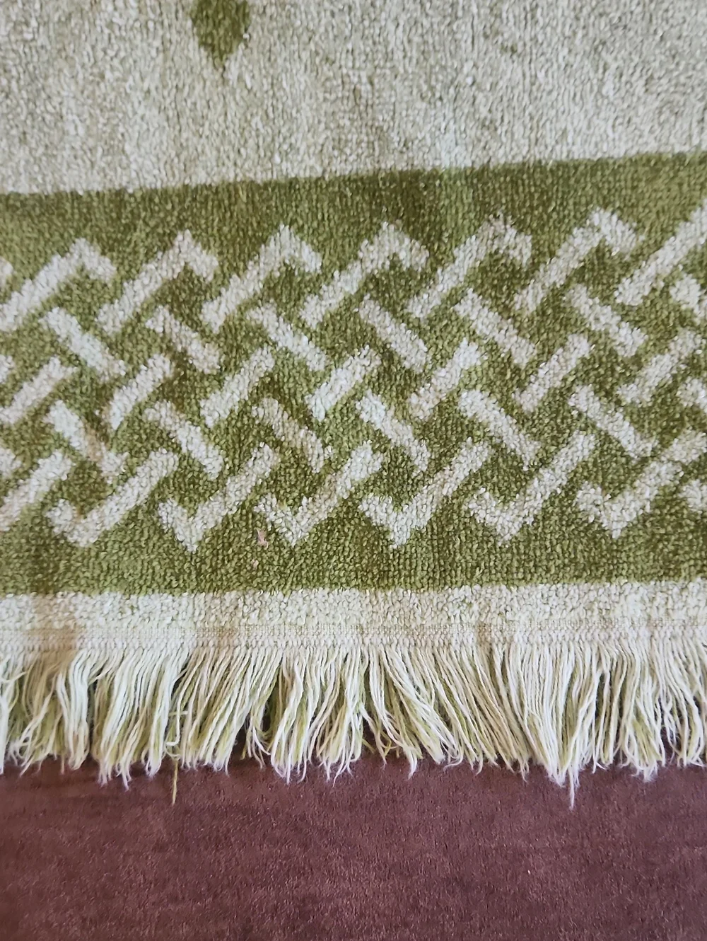 Vintage St Marys Bath Towel Green MCM Retro 2 tone Greens USA